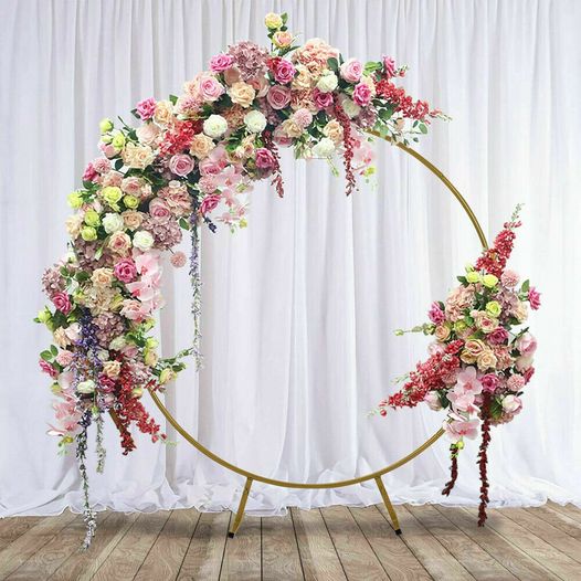 2.2M Metal Round Balloon Arch Stand Kit Wedding Birthday Party Backdrop Frame