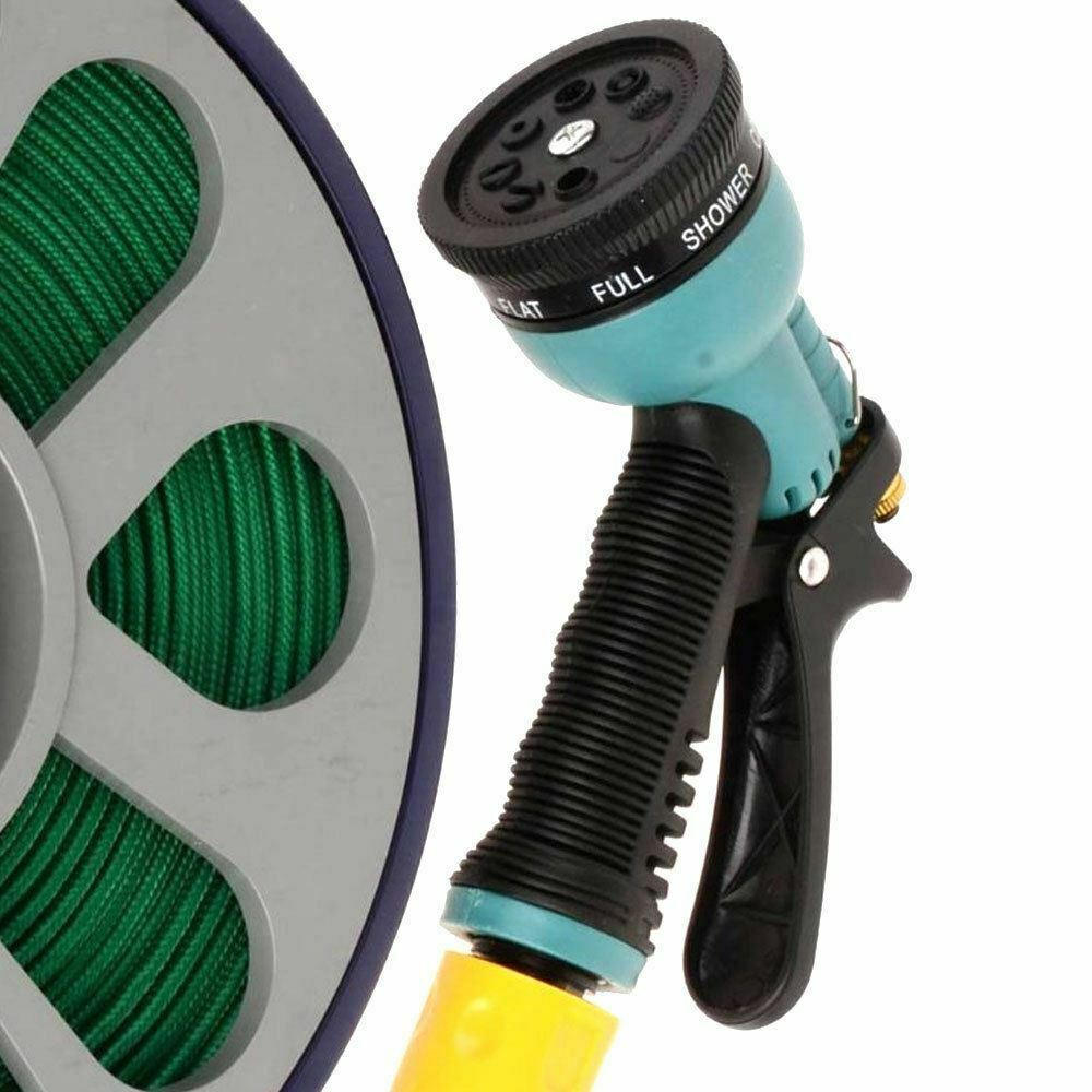 50FT FLAT GARDEN HOSE PIPE  SPRAY NOZZLE 15M