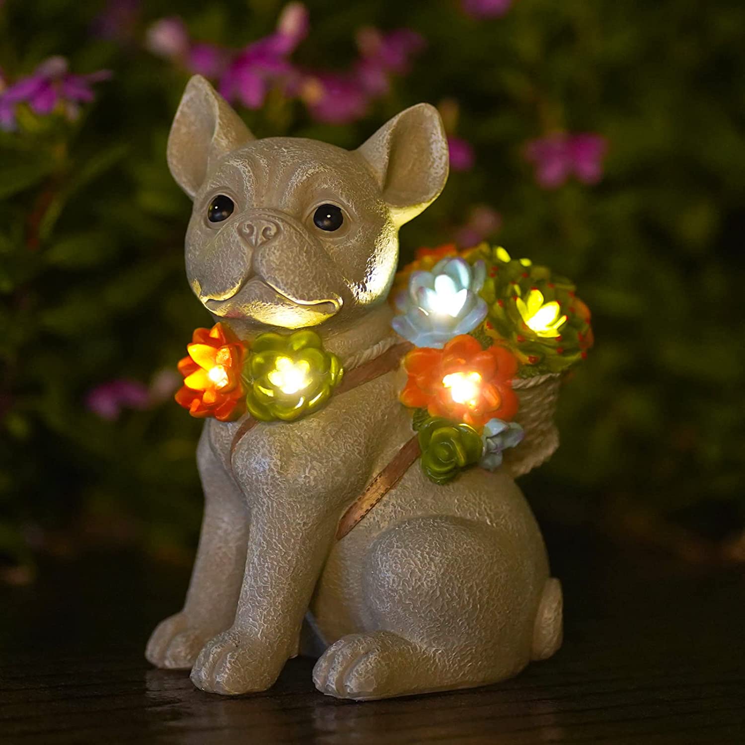 Dog Statue Solar Garden Ornaments Outdoor Décor