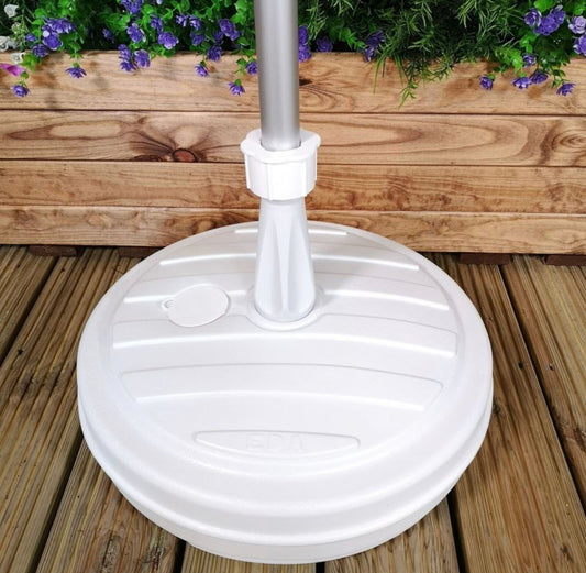 13kg / 13 Litre Capacity Water Filled Garden Parasol / Umbrella Base in White