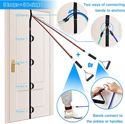 14 pack Door Anchor Strap for Resistance Bands Exercises, Multi Point Anchor Gym Attachment for Home Fitness