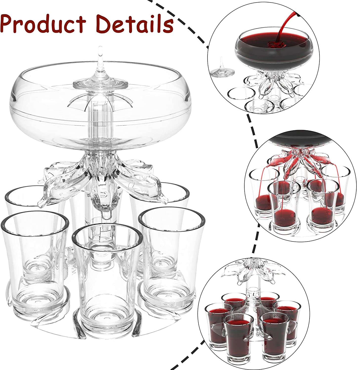 Shot Glass Dispenser and Holder with Glasses