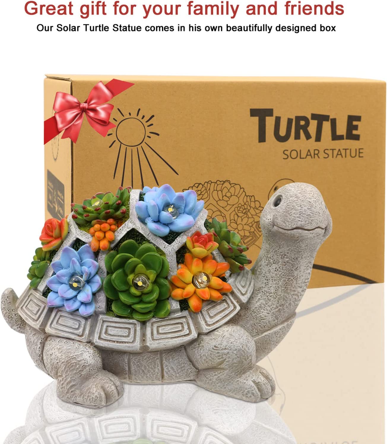 Solar Turtle Statue Garden Ornaments Outdoor Decorations