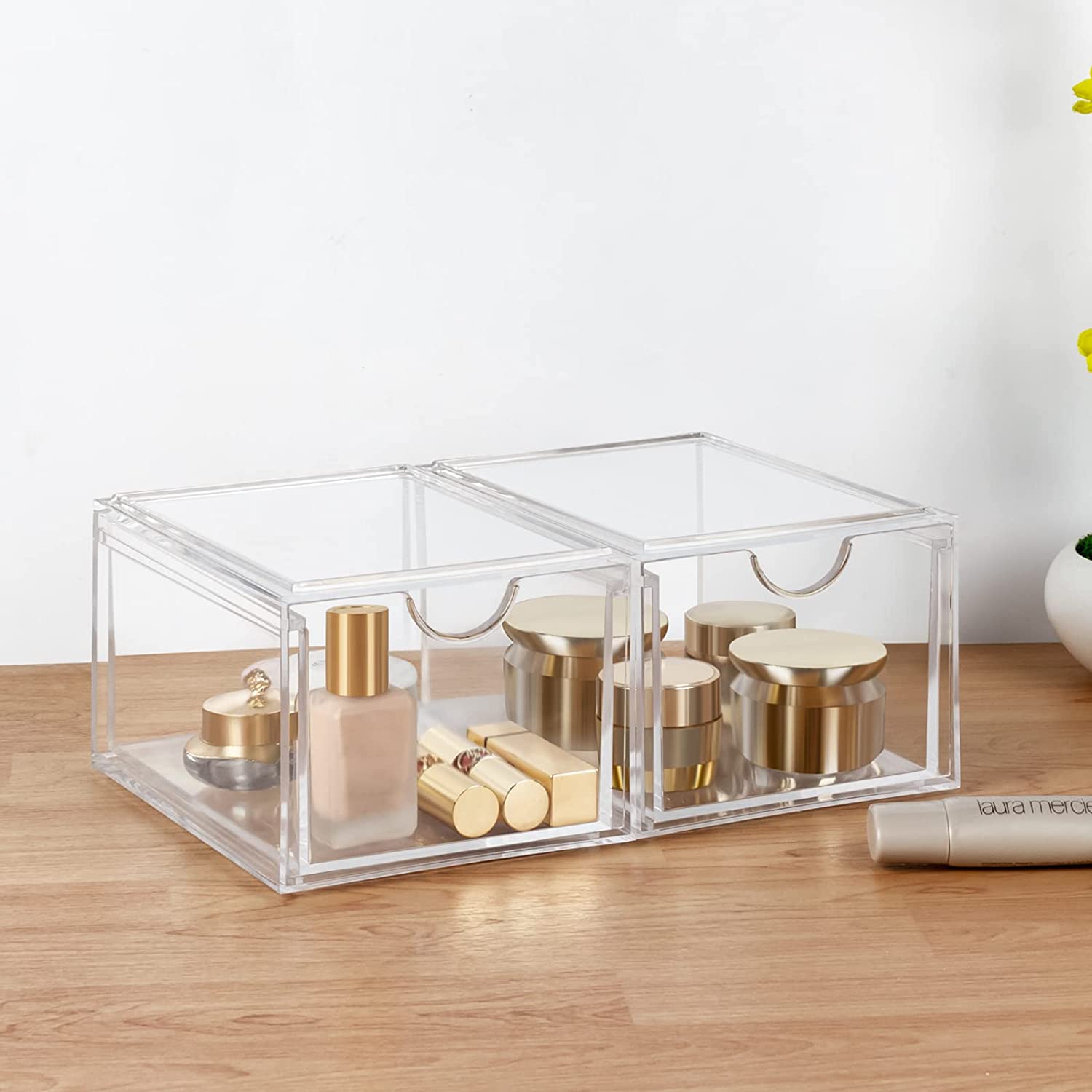 Stackable Cosmetic Organizer Drawers, Acrylic Clear Makeup Organiser