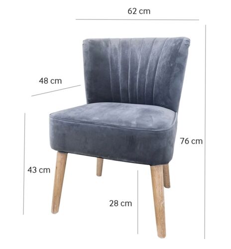 Velvet Accent Chair Occasional Seat Modern Bedroom Office Retro Scandi Grey