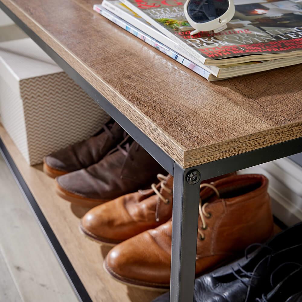 Coat Rack Hallway Storage Bench Open Storage Industrial Furniture Oak Finish