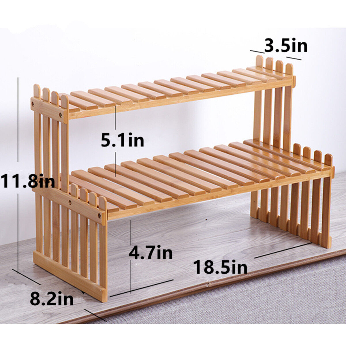 2 Tier Flower Plant Pot Shelf Stand Display Ladder Garden Rack Step Style Bamboo