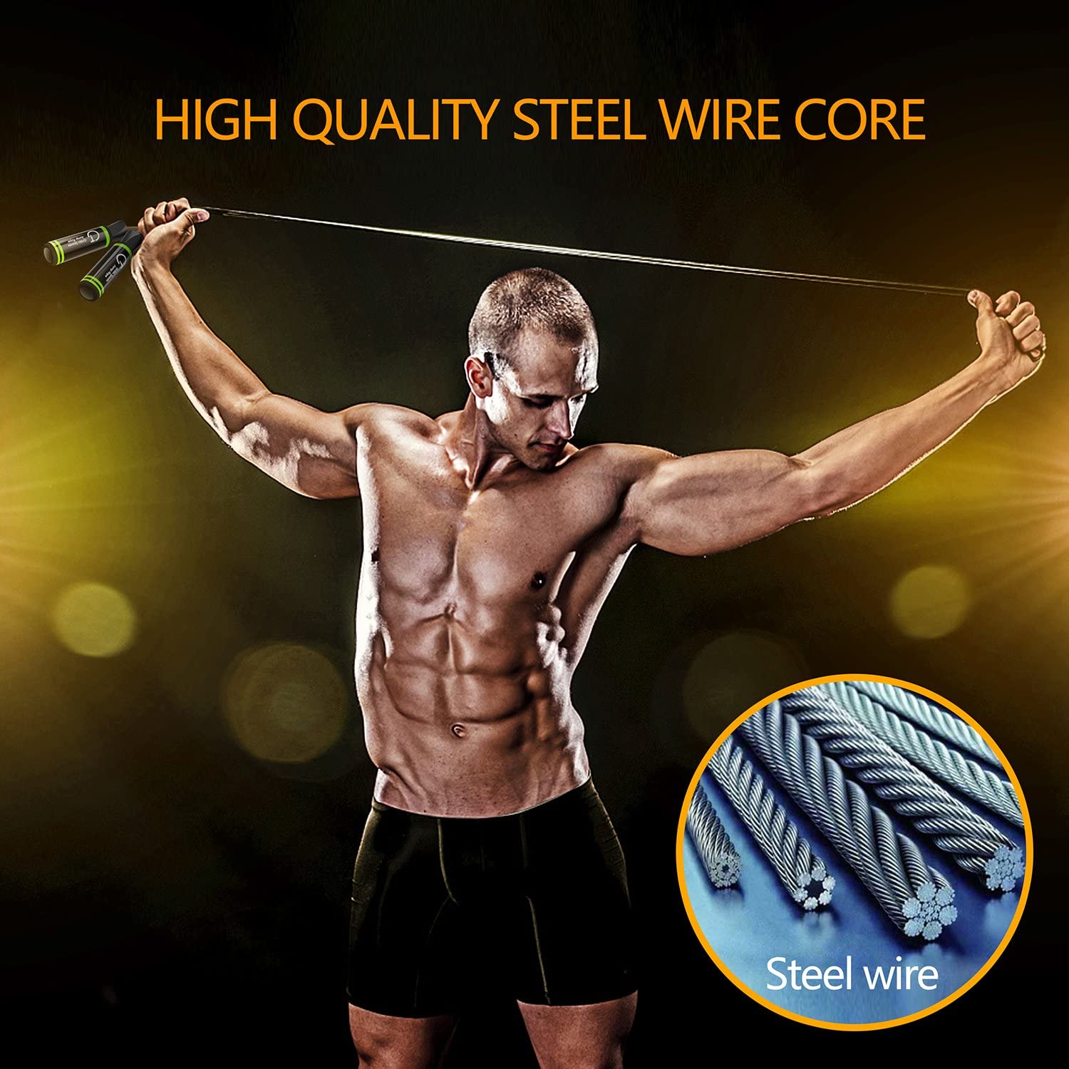 Skipping Speed Jump Rope Soft Memory Foam Handle Tangle-free Adjustable