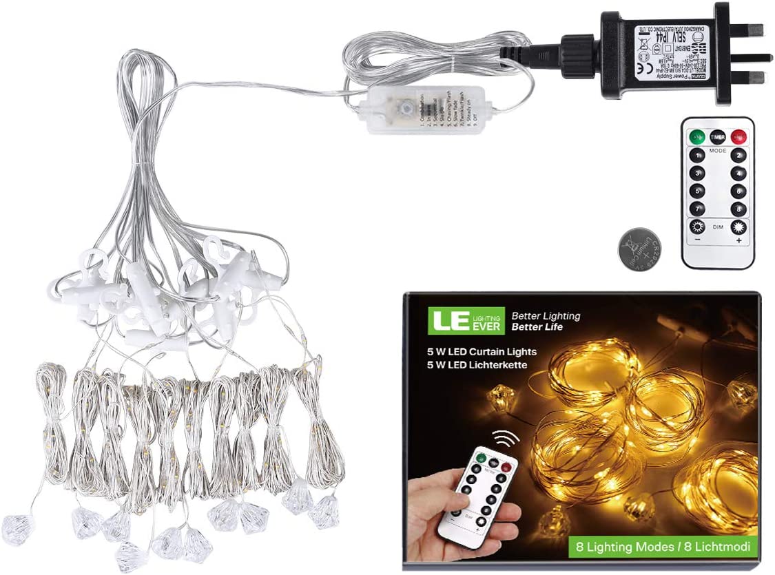 Curtain Fairy Lights with Remote and Timer, 3m x 3m