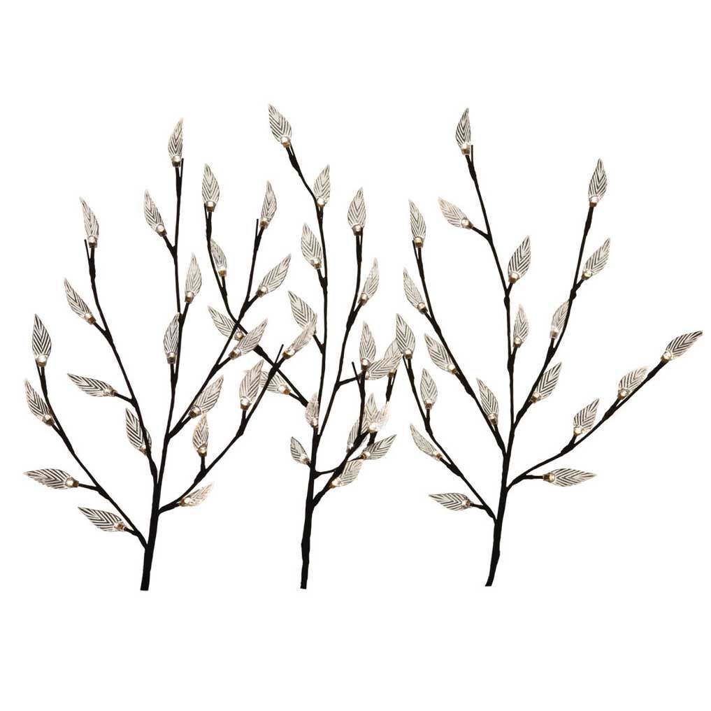 Set of 3 Branch Tree Leaf Solar Outdoor Garden LED Lights