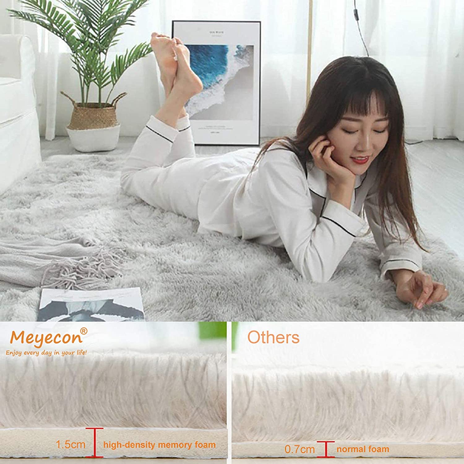 Bedroom Carpet Fluffy Carpet for Bedroom Shaggy Rug Anti-Slip Carpet Mat Super Soft Shaggy Fluffy Carpet