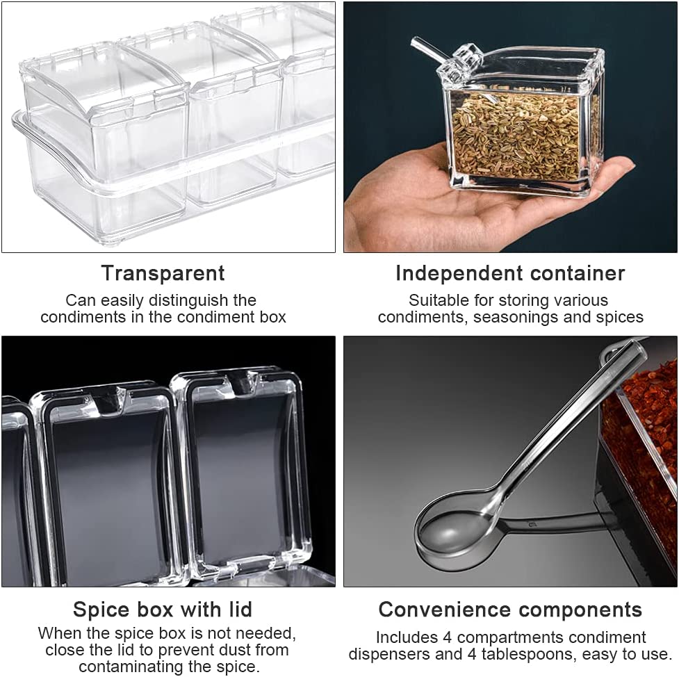 4 Piece Clear Acrylic Seasoning Box