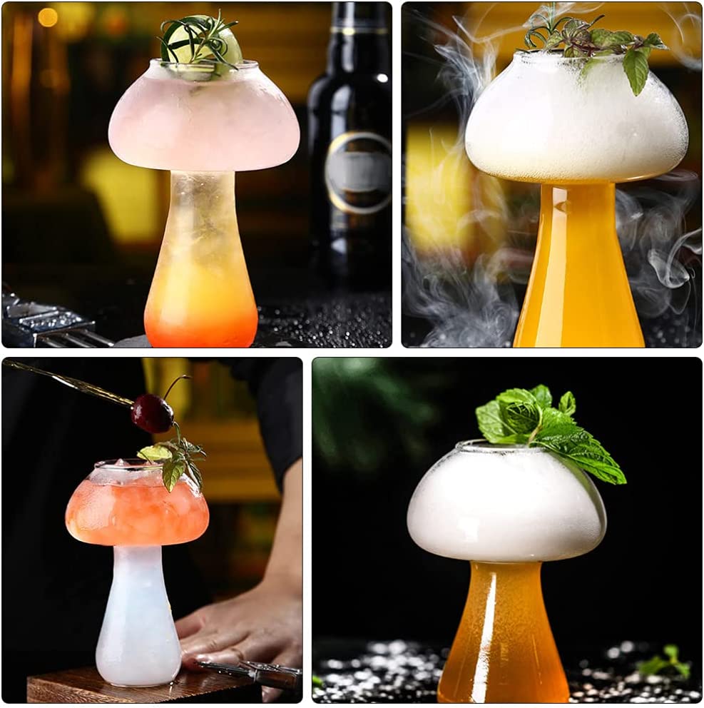 2Pcs Mushroom Shape Cocktail Glass