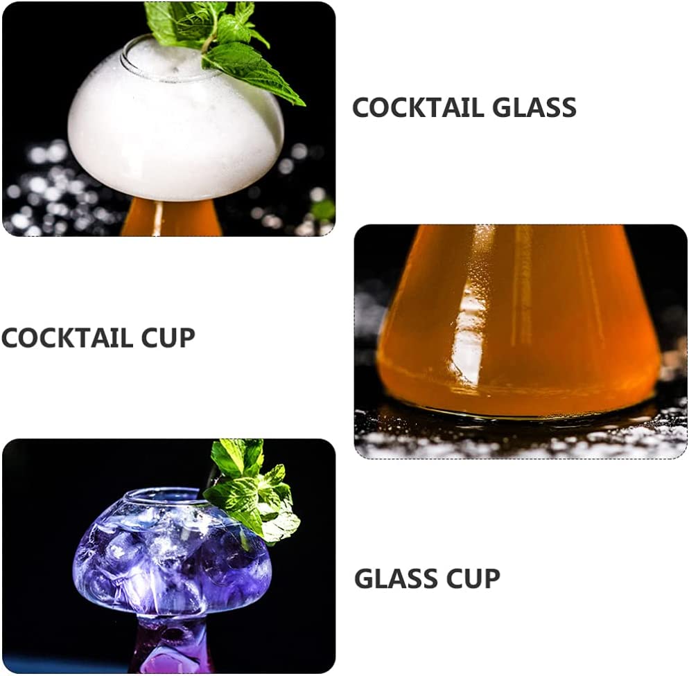 2Pcs Mushroom Shape Cocktail Glass