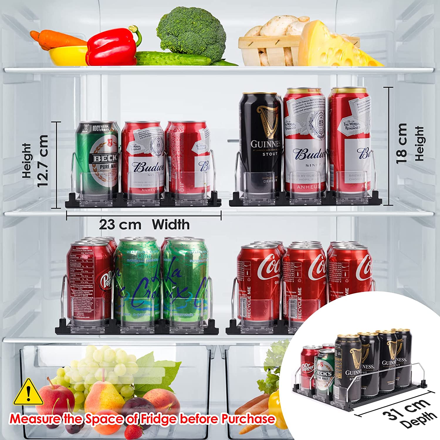 Automatic Can Dispenser for Fridge Kitchen Cupboard Pantry