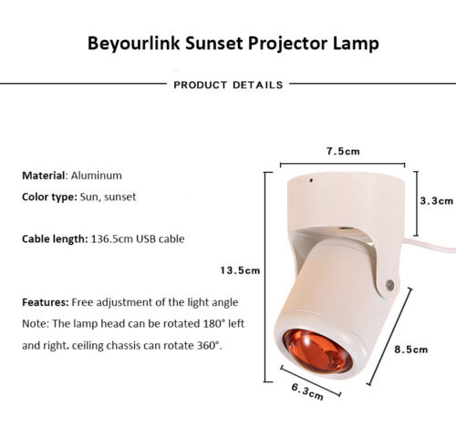 Sunset Projector Lamp Projection USB LED Desk Atmosphere Home Decor Night Light