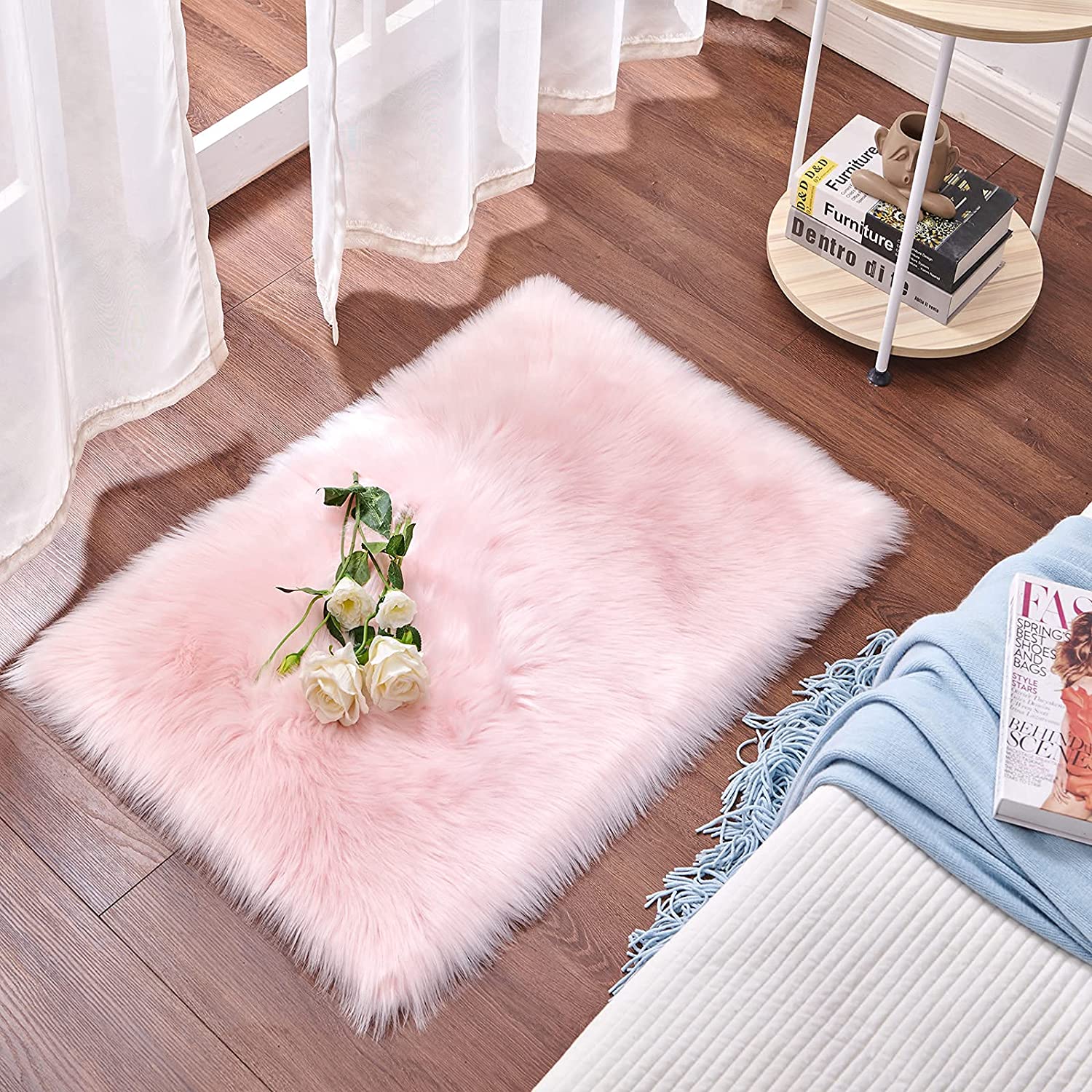 Pink Super Soft Fluffy Faux Sheepskin Rug