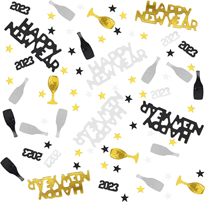 30G Black Gold Silver Table Confetti 2023 Happy New Year Decorations