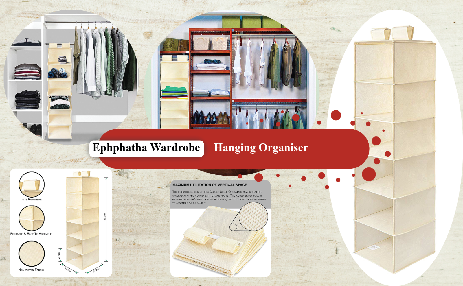 Hanging Wardrobe Storage Shelf Multi Layer