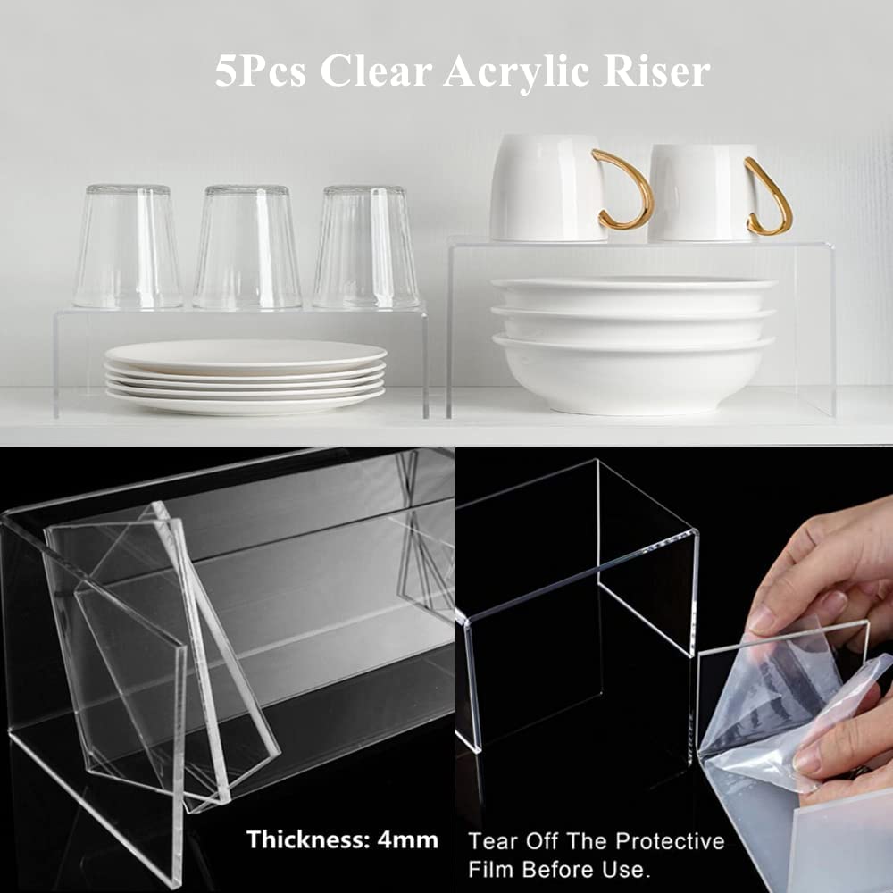 Acrylic Display Stand 5pcs Clear Acrylic Display Risers Shelf