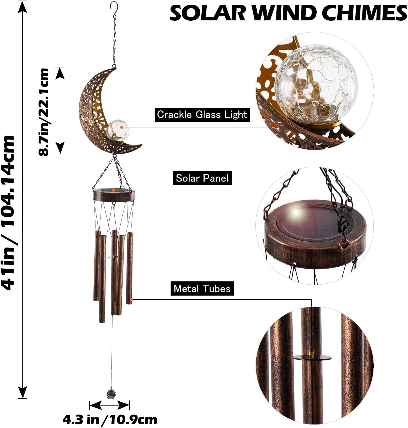 Wind Chimes LED Solar Lights Outdoor Garden Ornaments