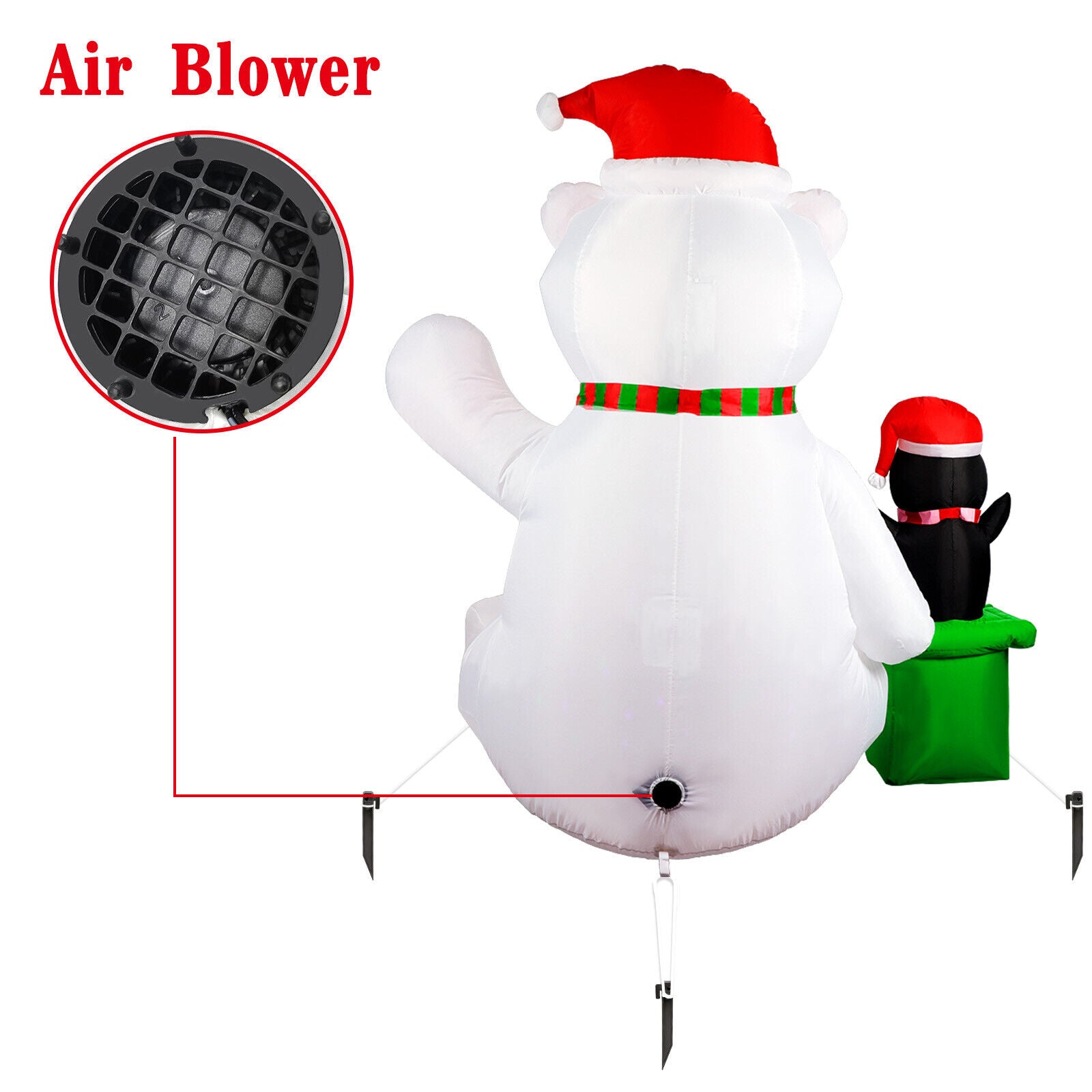 6FT Christmas Inflatable Polar Bear with LED Light