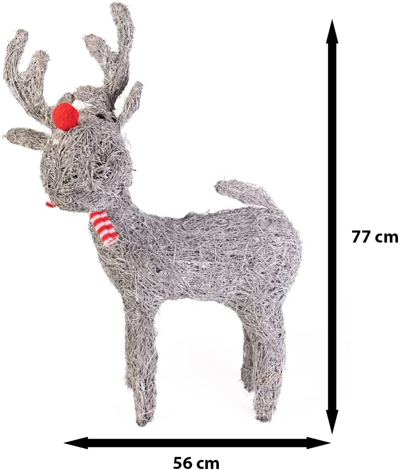 Christmas Rattan Reindeer with 80 White LEDs Christmas Decorations