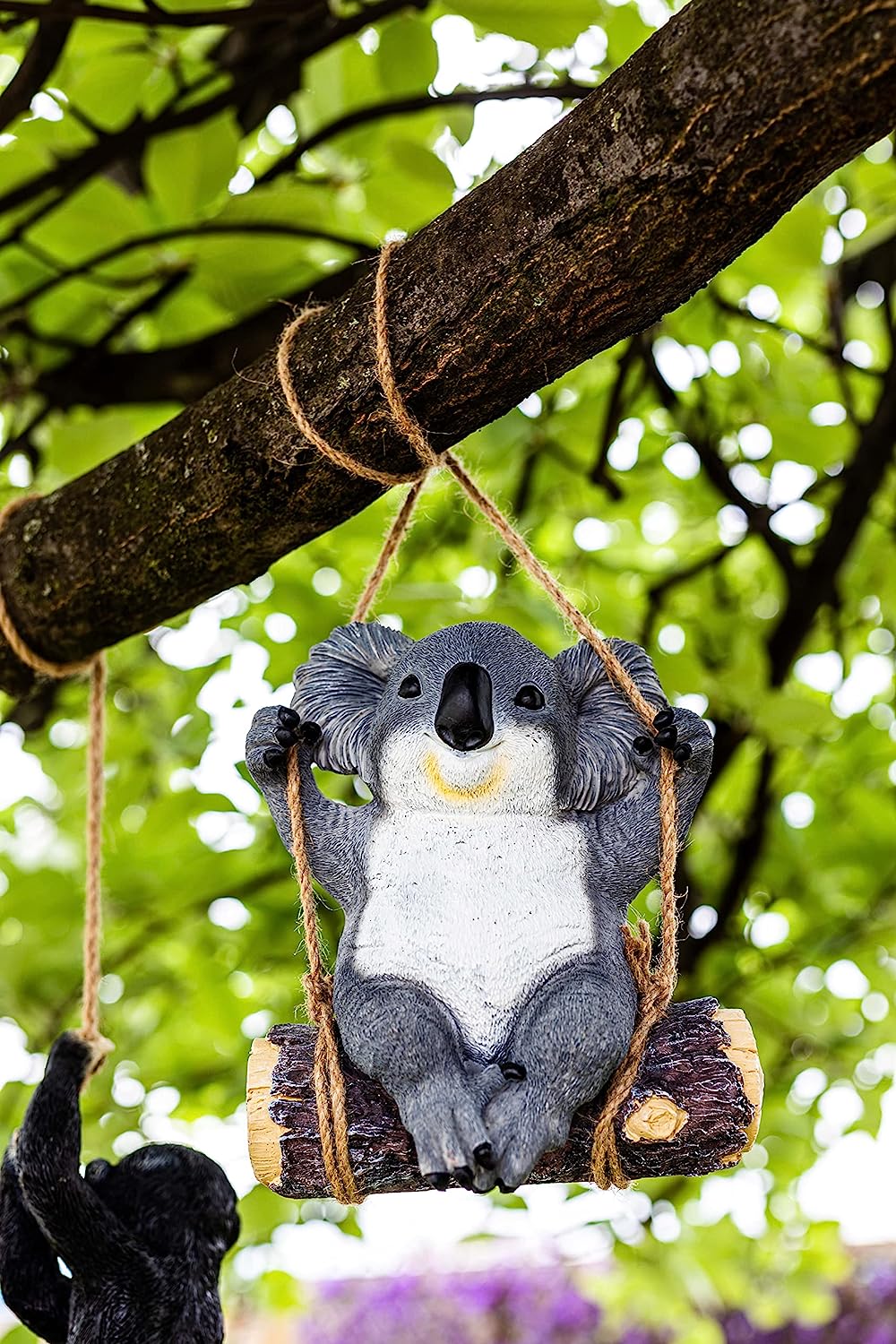 Swinging Koala Bear Resin Garden Ornament Swing Koala Indoor Outdoor Sculpture Statue Ornaments Decor Yard Art Figurines Patio Lawn