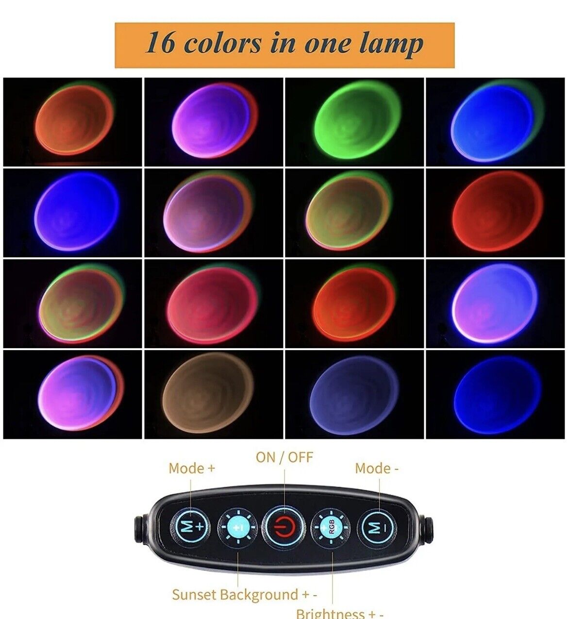 Sunset Lamp Rainbow Mood Night Light 360 Degree Rotation Projector LED