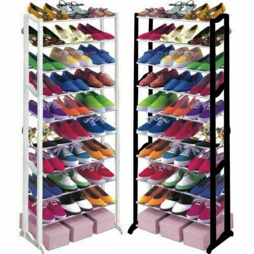 10 Tier Shoes Heels Storage Organiser Stand Shelf Rack Holds 30 Pairs Shoes