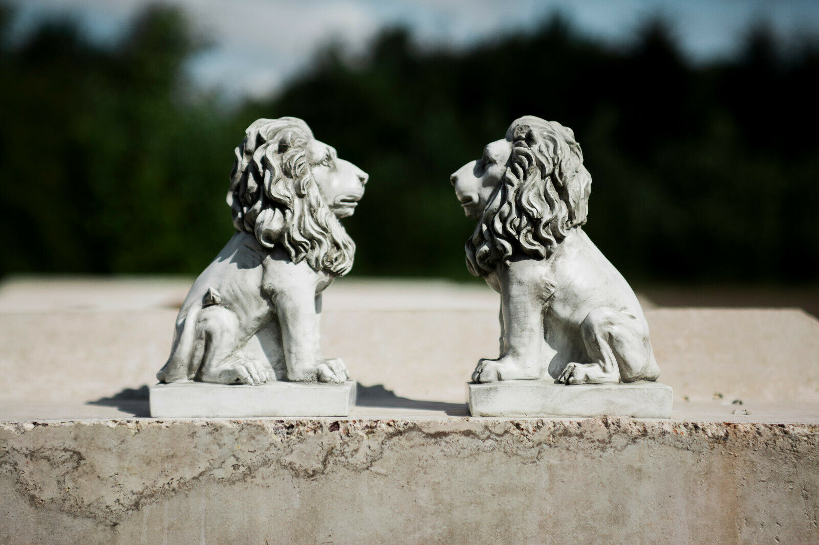 2pc Stone Effect Garden Lions Ornaments Statues Sculptures Decor Outdoor King