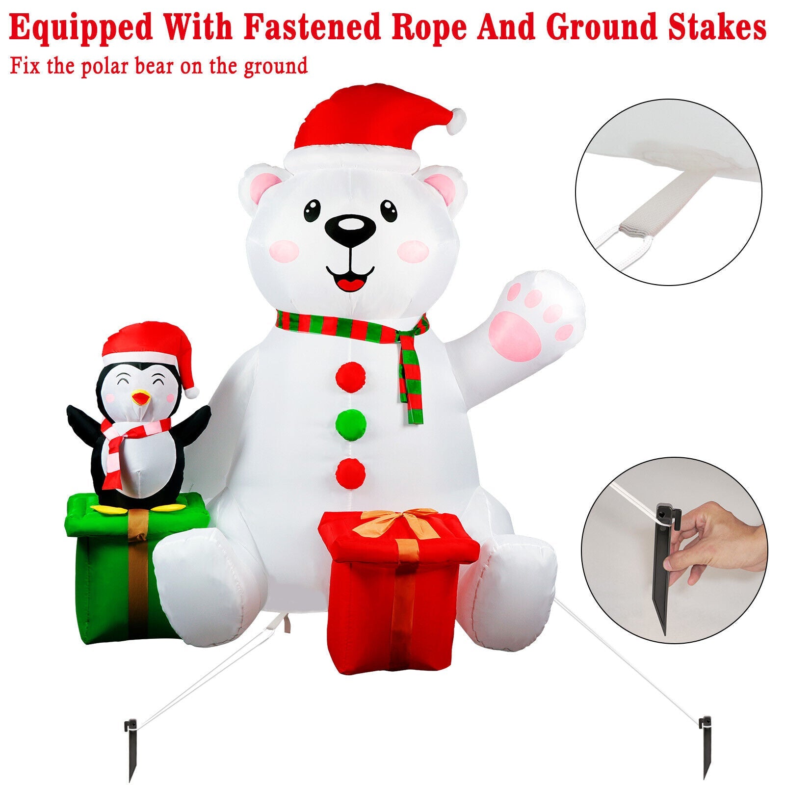 6FT Christmas Inflatable Polar Bear with LED Light