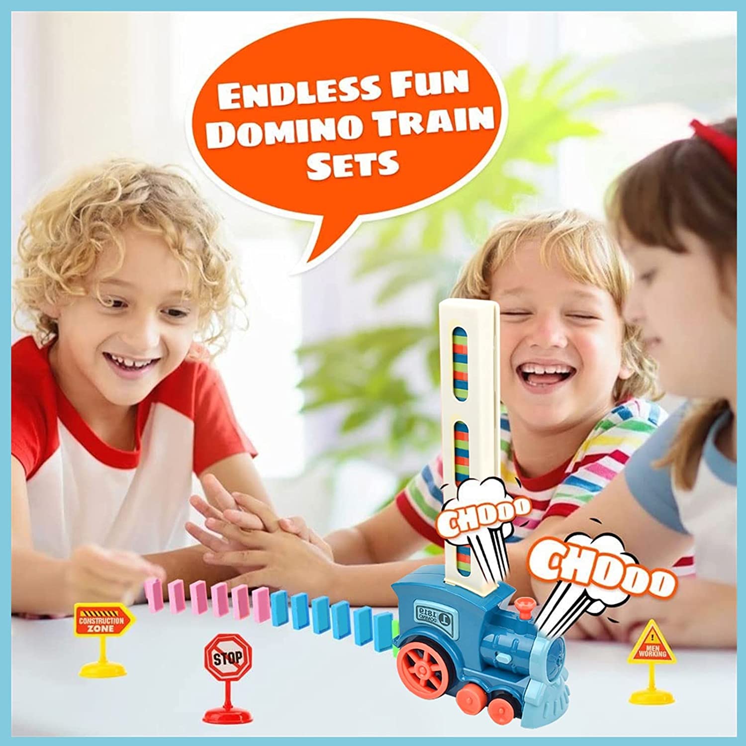 Domino Train Toy Set, Automatic Domino Building and Stacking Toy for Children