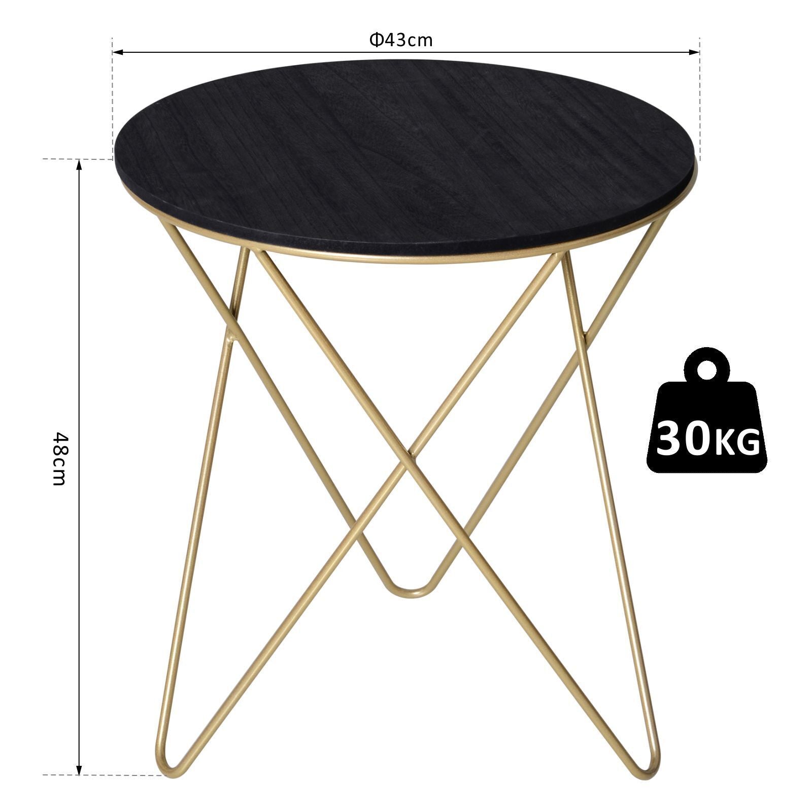 Round Tea Wood Metal Table