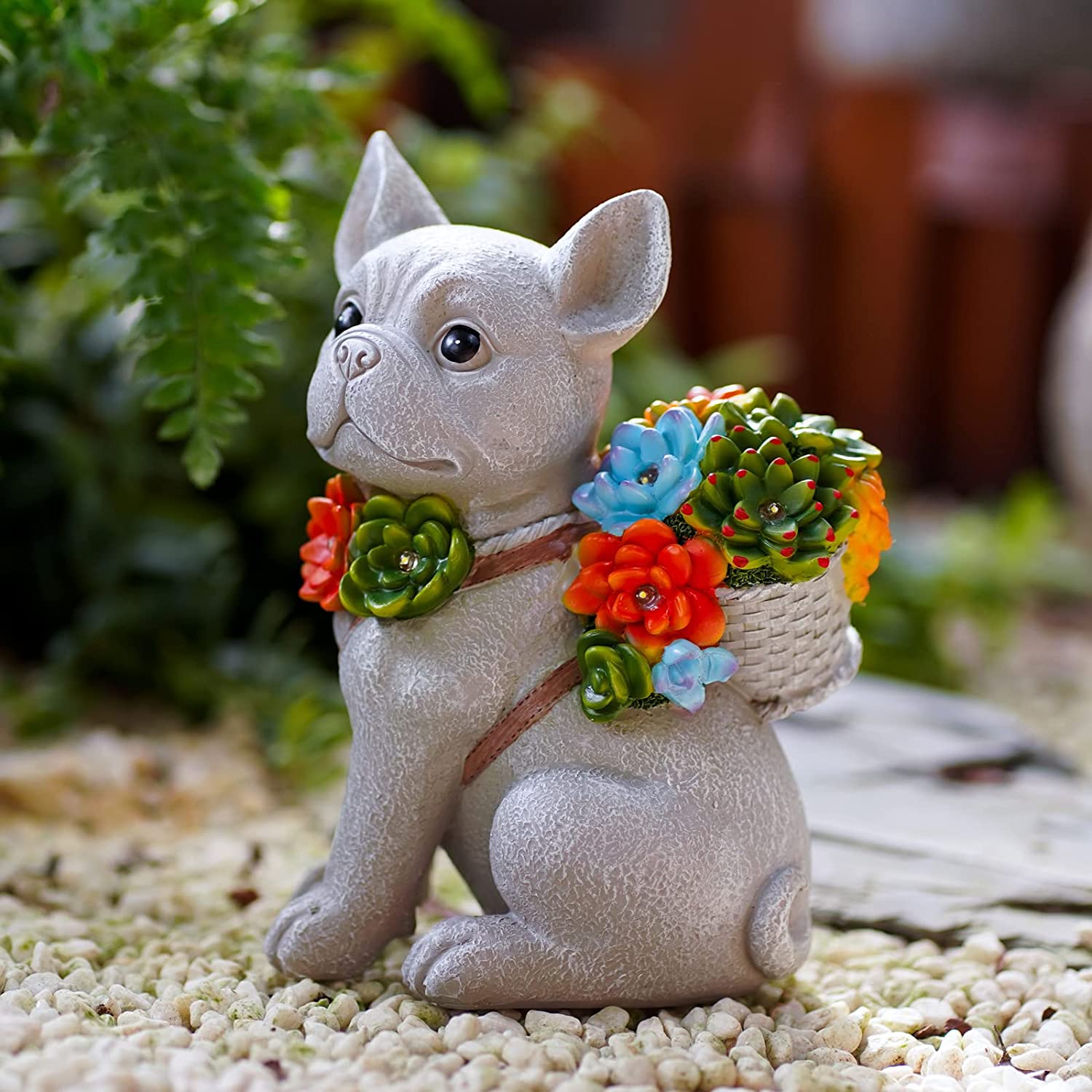 Dog Statue Solar Garden Ornaments Outdoor Décor