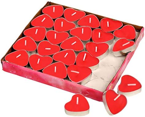 50 Pcs Love Heart Shape Tealights Love Candles