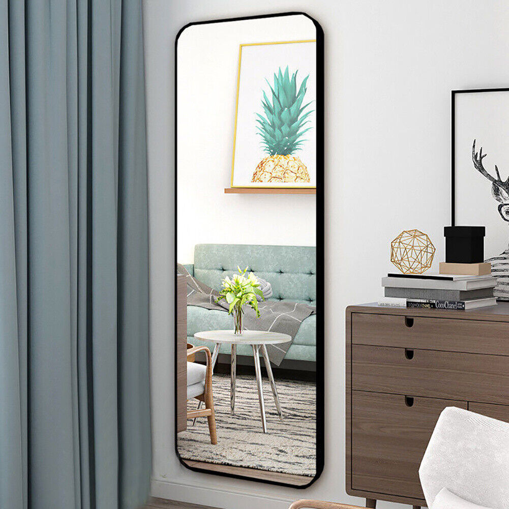 Black Metal Framed Long Full Length Wall Mirror