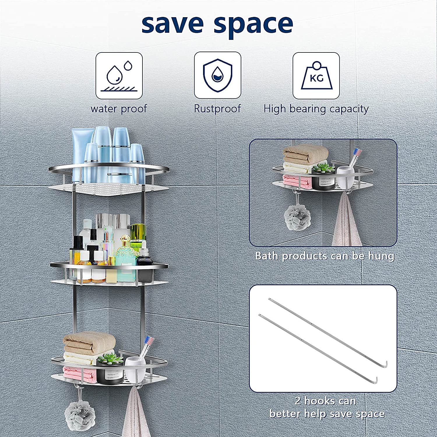 3 Tier Shower Corner Shelf