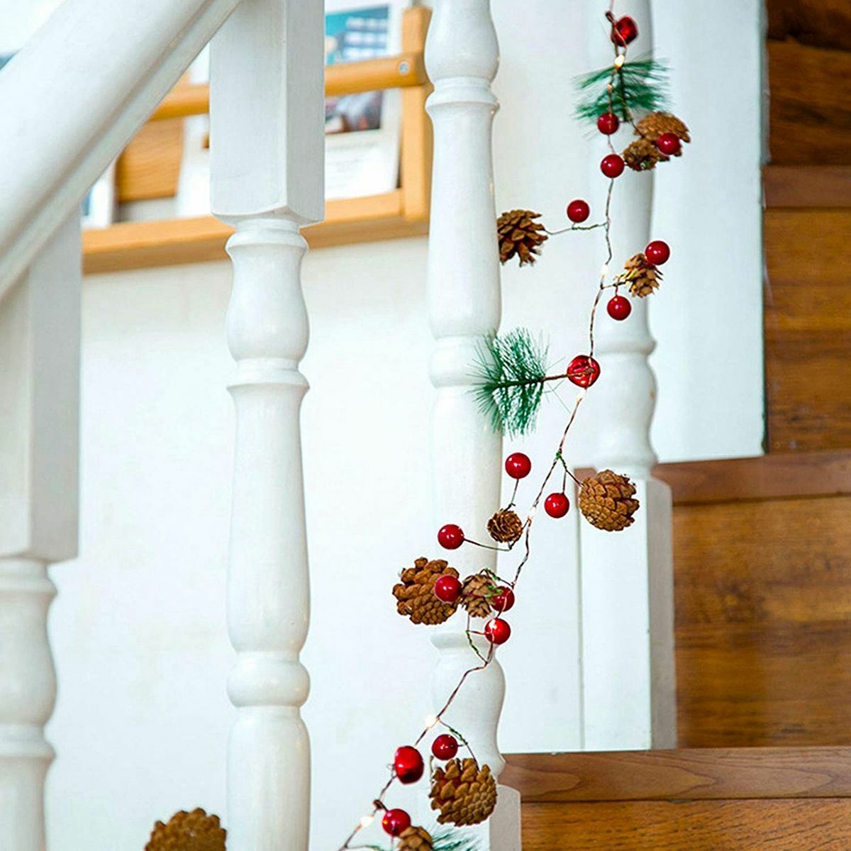 2M Pinecone Red Berry Garland String Light Fairy Lights