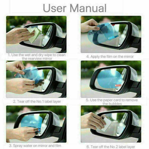 2PCS Car Rear view Mirror Film Rainproof Anti-Fog