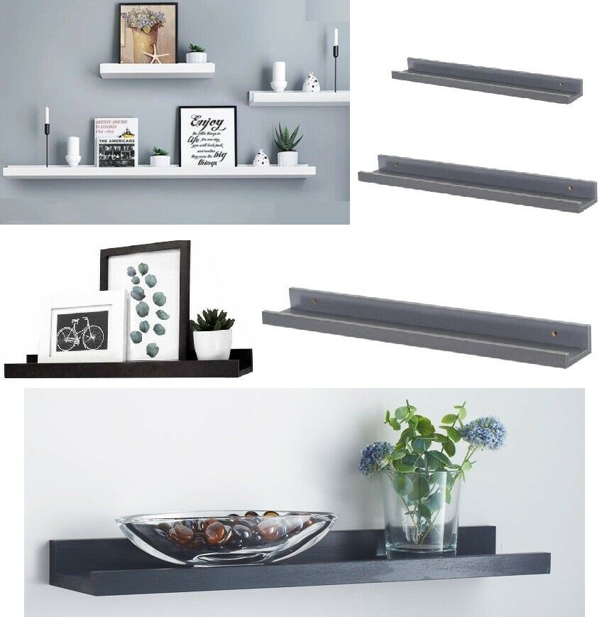 Set of 2 Floating Wall Shelves Picture Ledge Display Rack Book Hanging Shelf