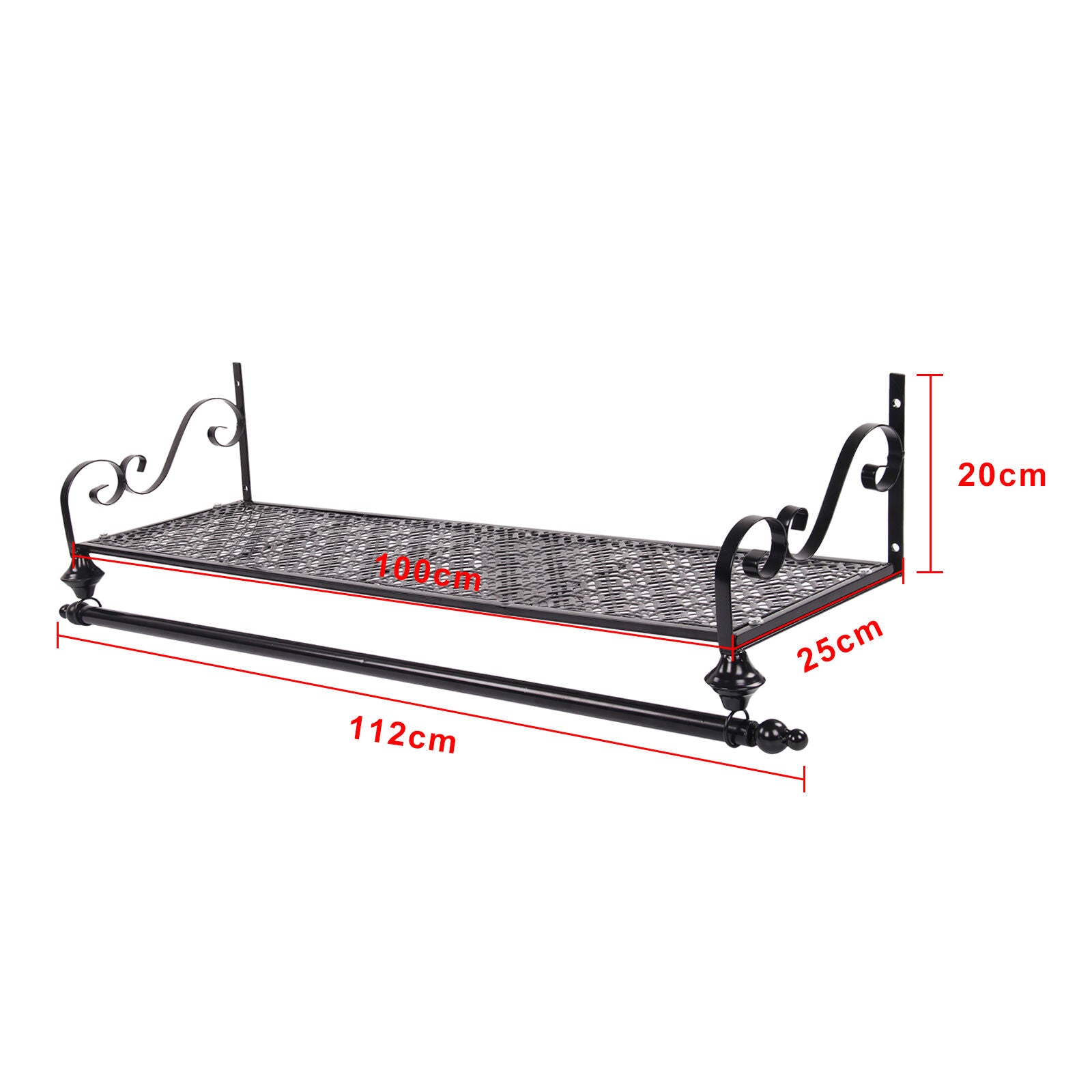 100cm Clothes Rail Wall Mounted Garment Hanging Rack Shelf Wardorbe Heavy Duty