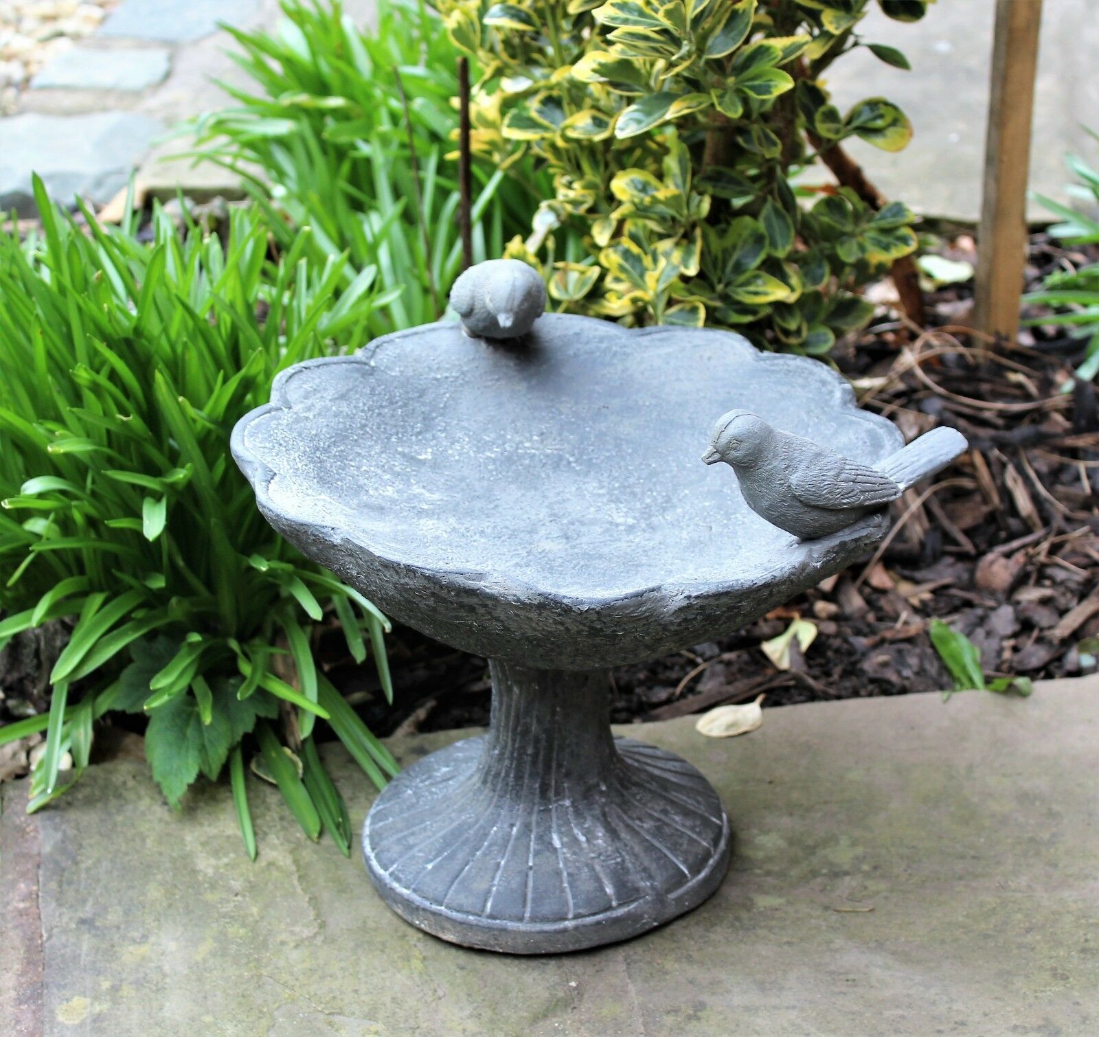 BIRD BATH BOWL OUTDOOR ORNAMENTAL TRADITIONAL GARDEN WATER WEATHERPROOF