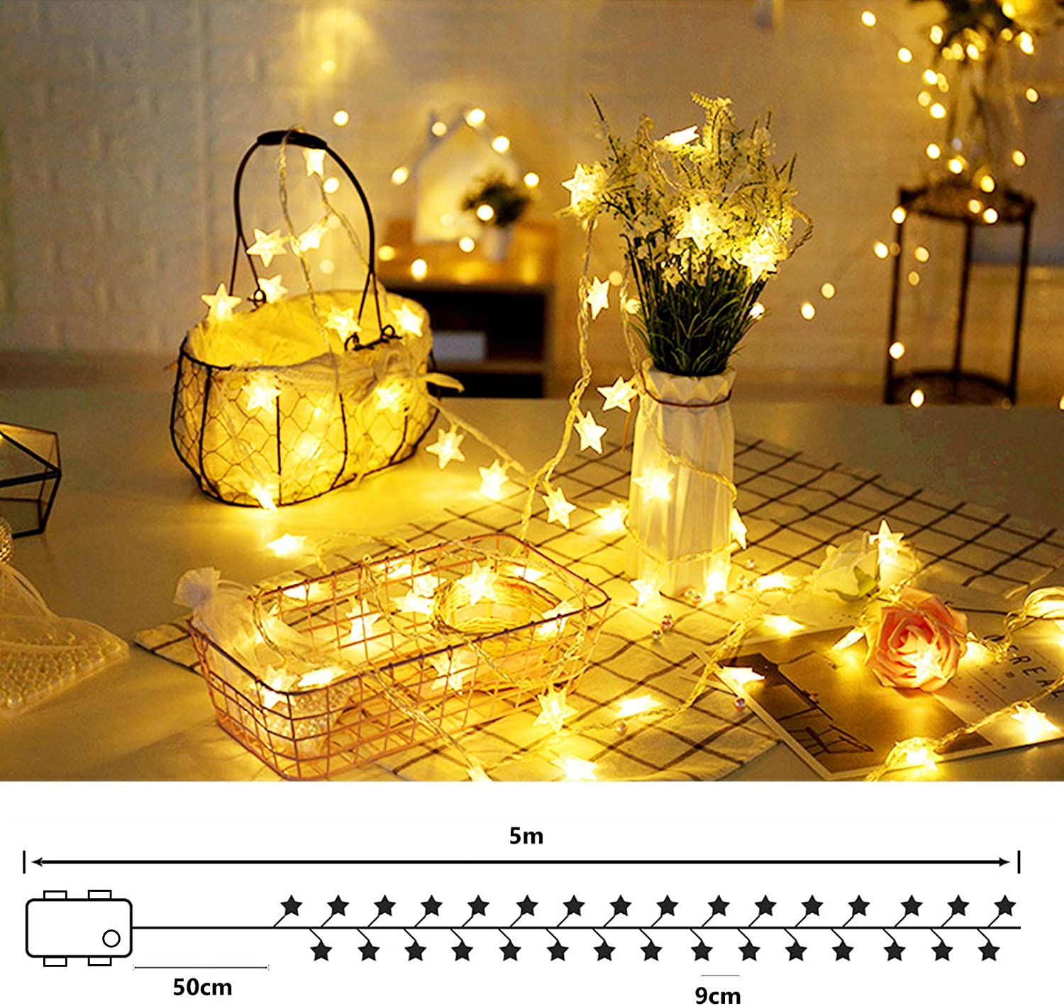 2 Pack Star Fairy Lights 5m