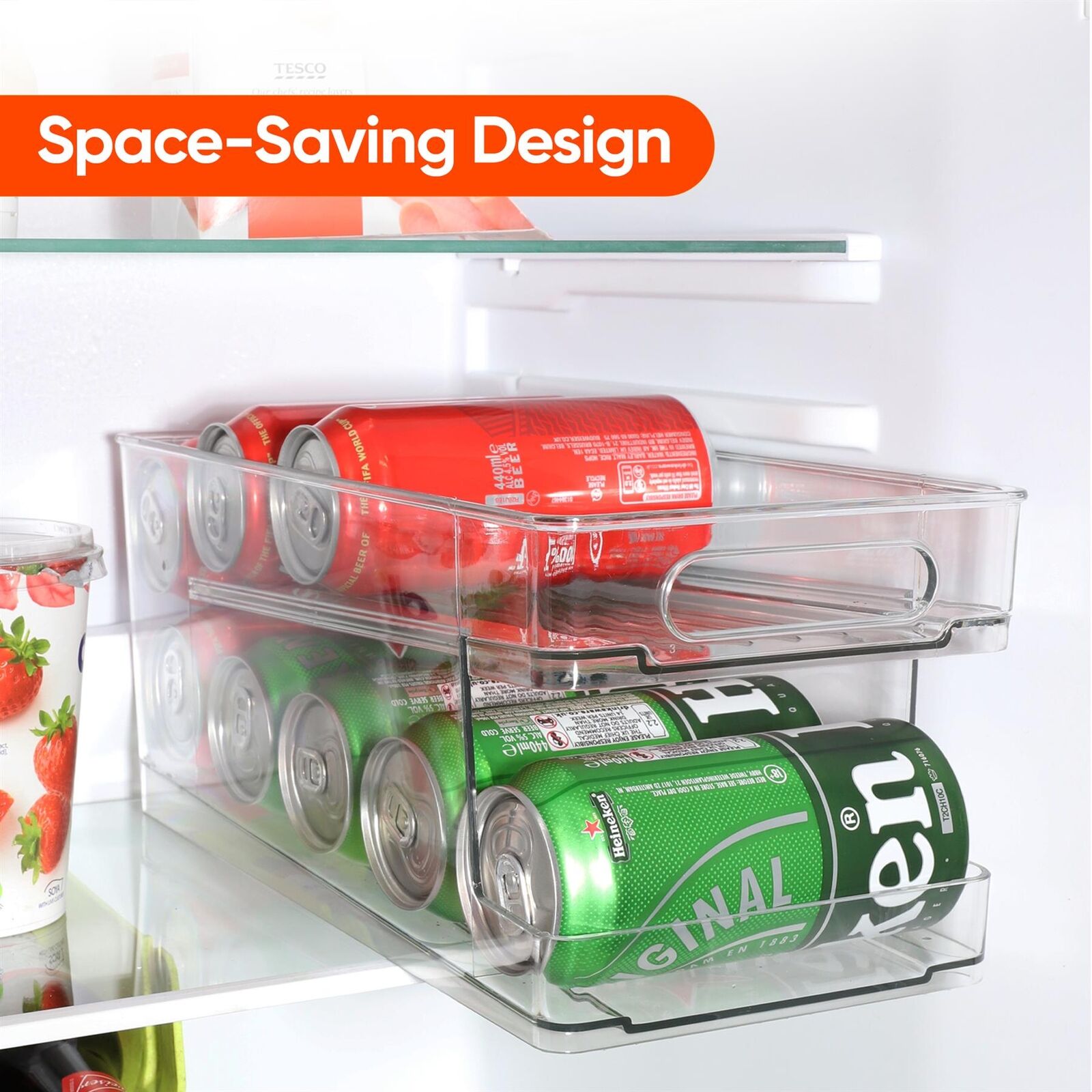 2 Tier Fridge Can Holder Cans Organiser For Kitchen Cupboard Holds 10 Drinks