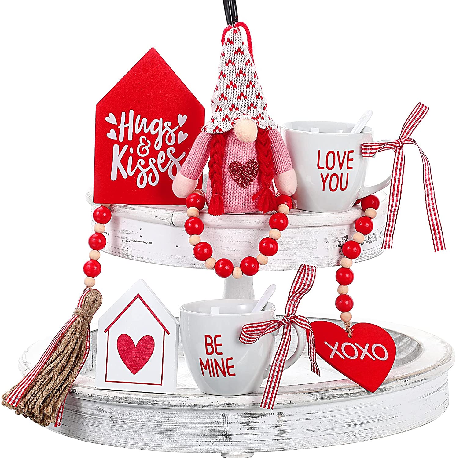 6 Pieces Valentine's Day Tiered Tray Decor