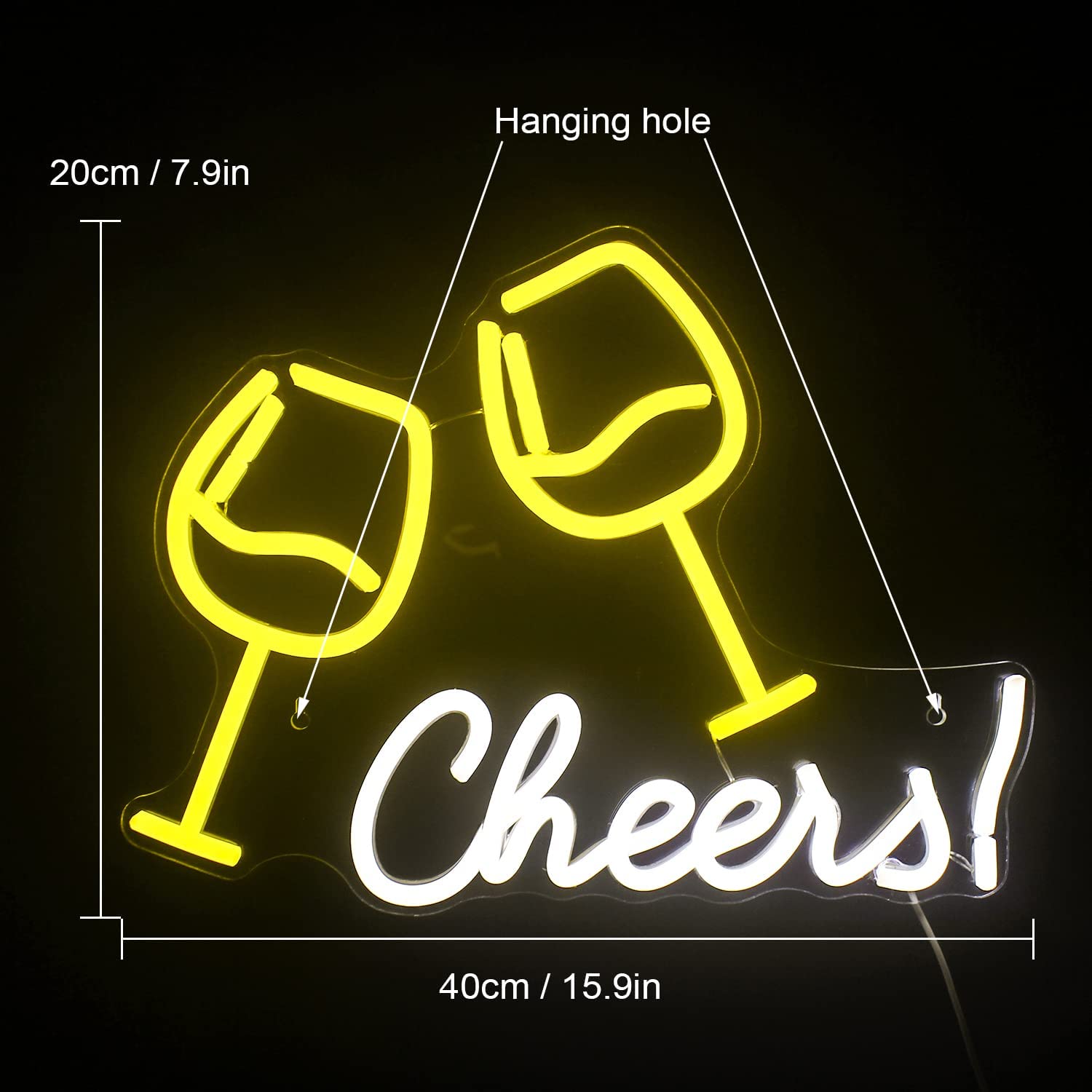 Neon Cheers with Glasses Sign