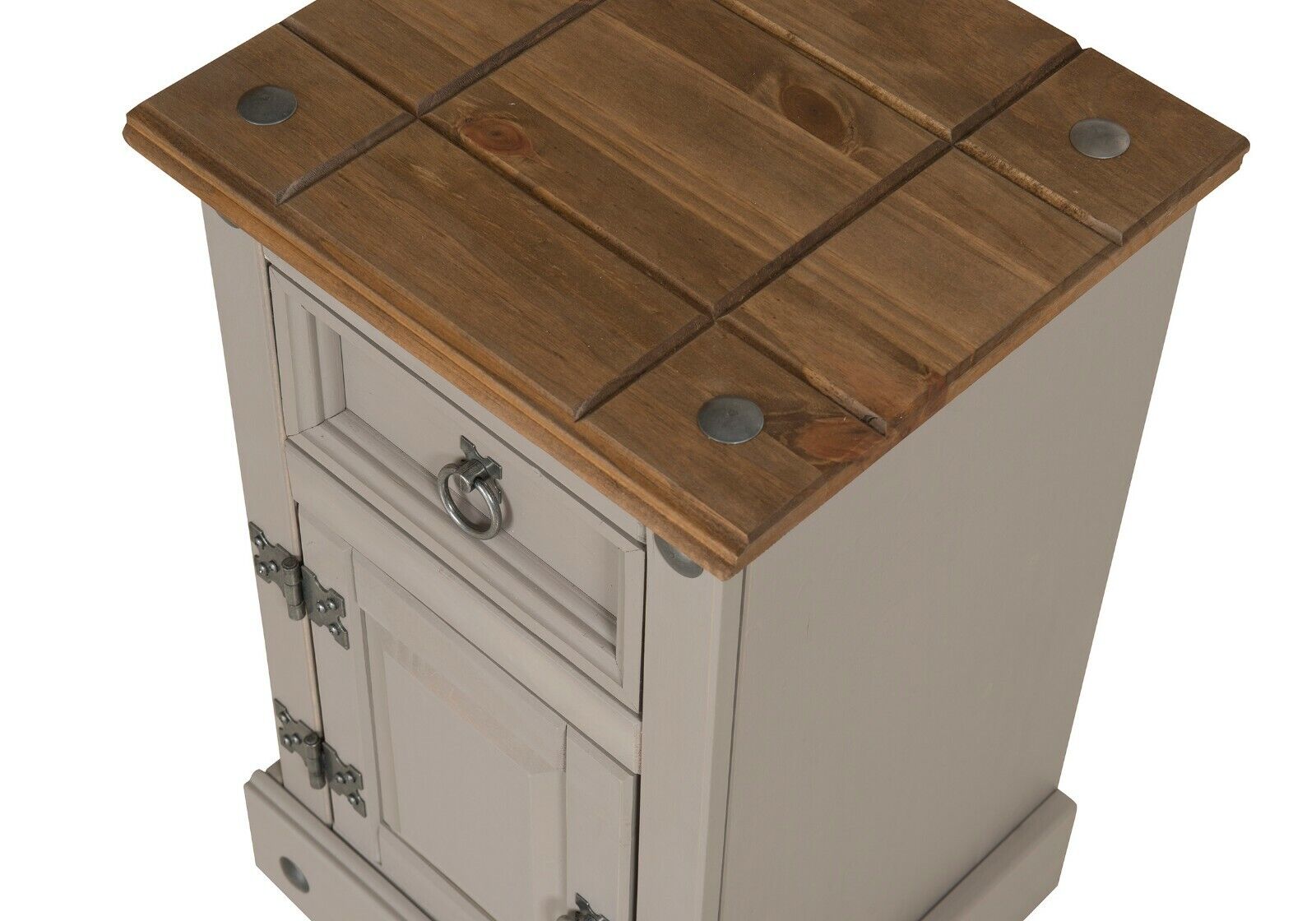 Bedside Pot Cupboard Grey Wax 1 Door Drawer Cabinet