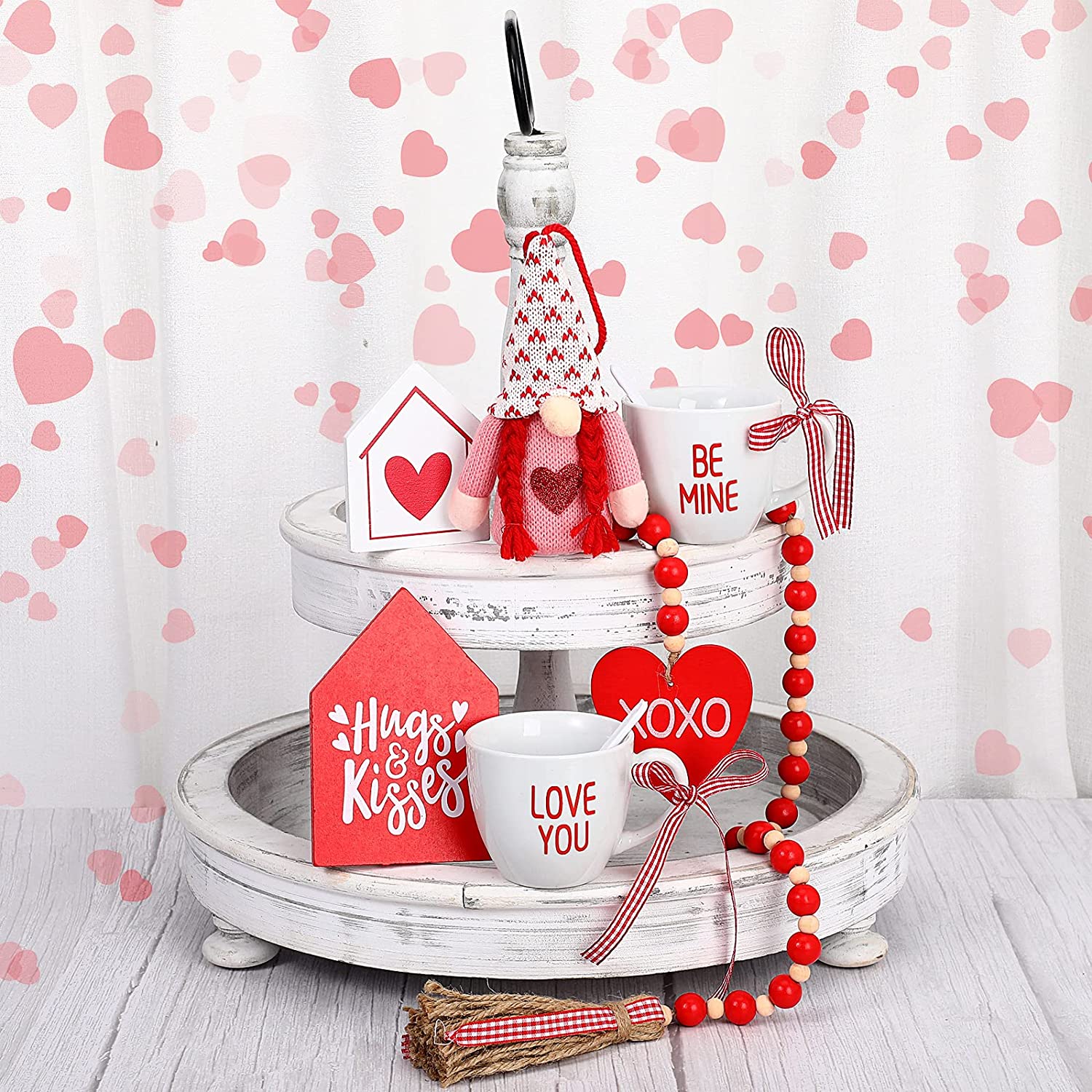 6 Pieces Valentine's Day Tiered Tray Decor