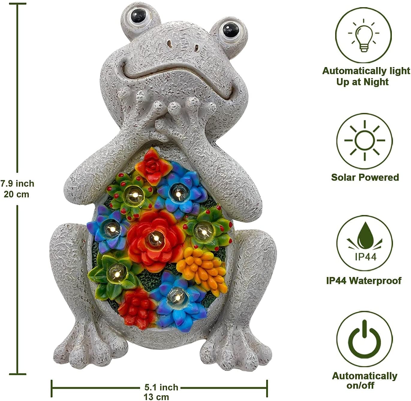 Solar Garden Frog Statue Outdoor Ornament